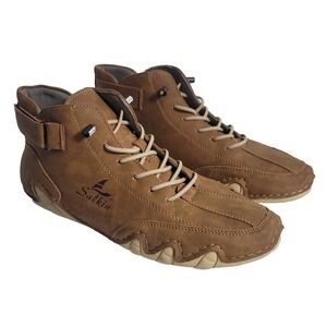 Salkin Shoes Mens Size 7 EU 40 Brown Casual Mid Top Lace Up Strap Comfort Unisex